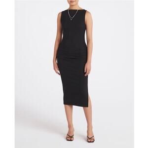 Michael Stars Charlotte Midi Dress Black Ultra Rib Sleeveless NWT M